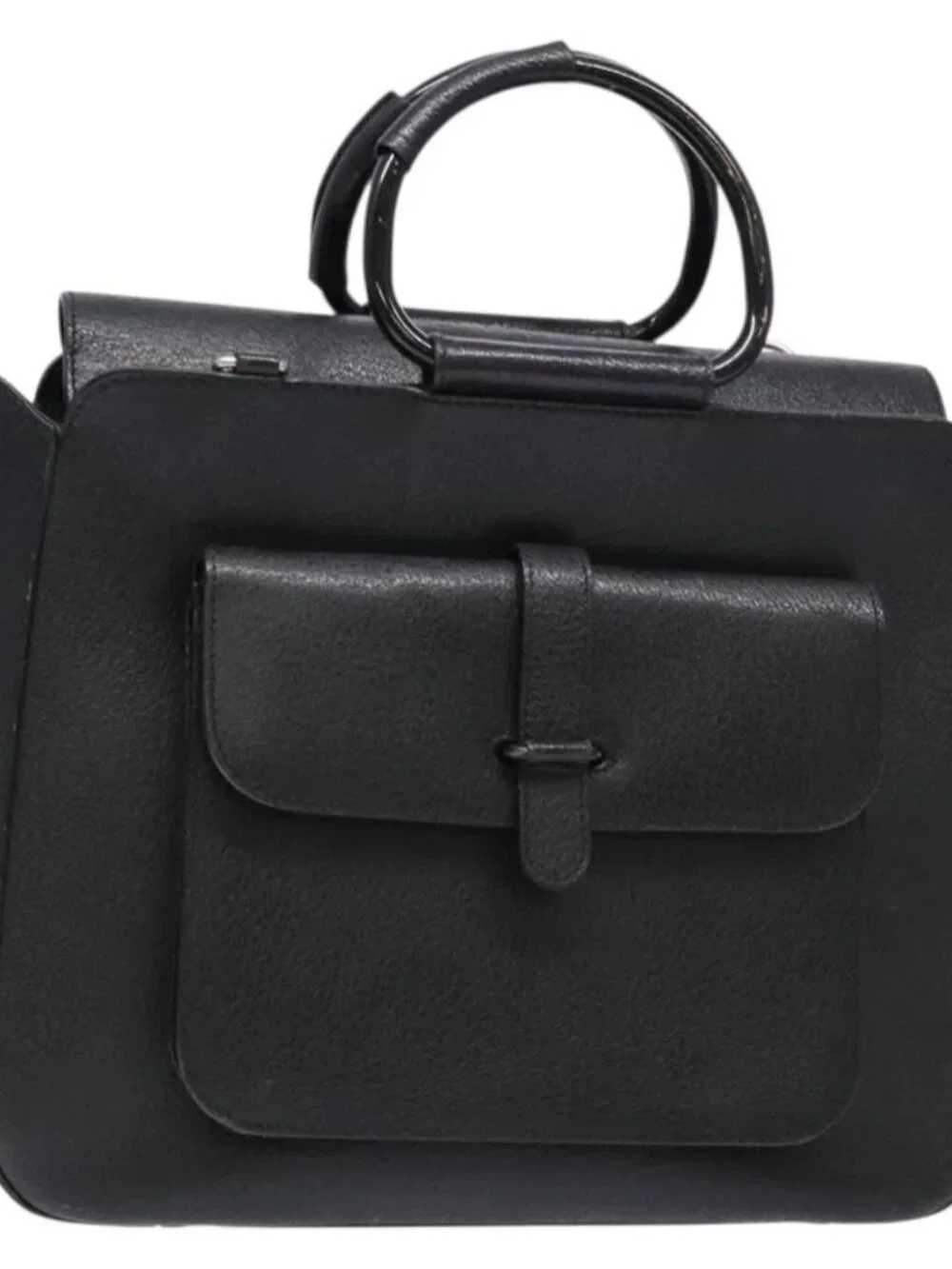 GUCCI Hand Bag Leather Black Silver 000 2058 0307 5 Auth